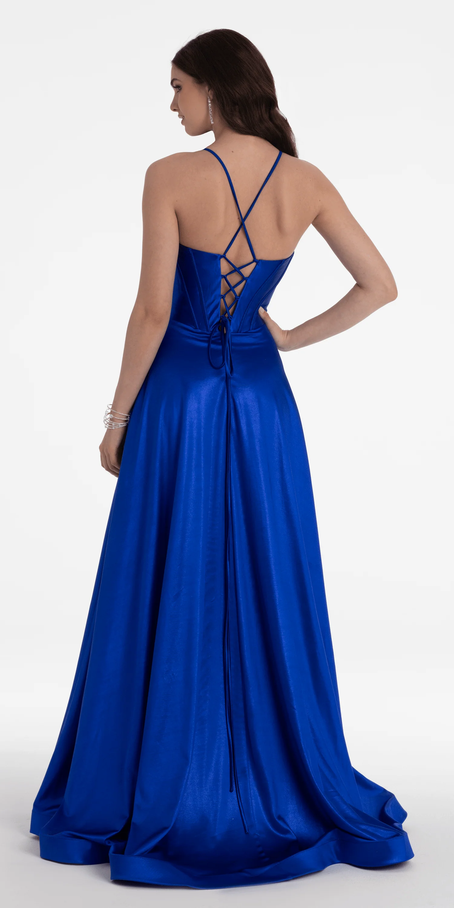 Twist Bodice Satin Corset Ballgown - Image 9