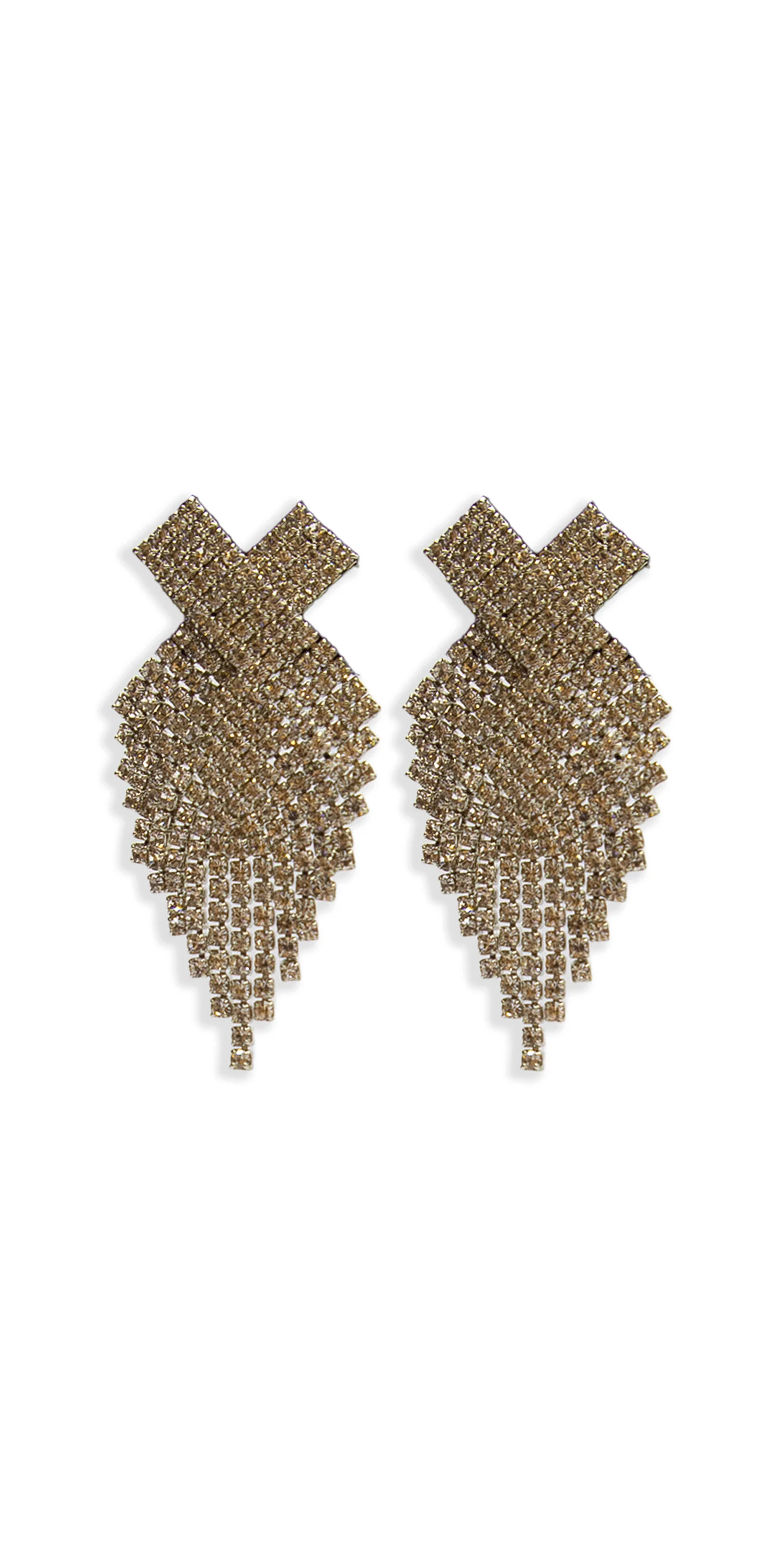 X Rhinestone Graduated Earrings - Image 2